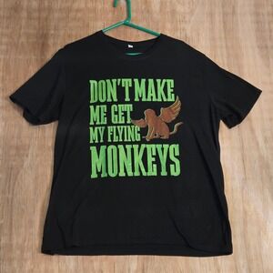Fashion Flying Monkeys Graphic T-Shirt Black Green Wizard of Oz Style 2XL